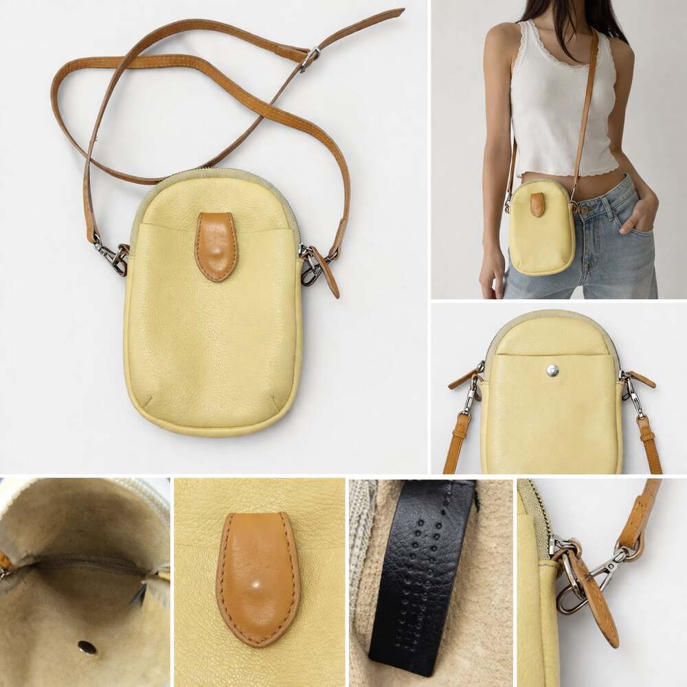 Divina Firenze Fine Top Leather Art. Amanda Crossbody Purse‎ Golden Miele Italy
